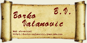 Borko Valanović vizit kartica